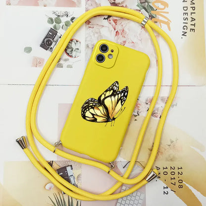Cute Candy Color Crossbody Phone Case with Adjustable Lanyard – Soft TPU Protection for Samsung Galaxy Series