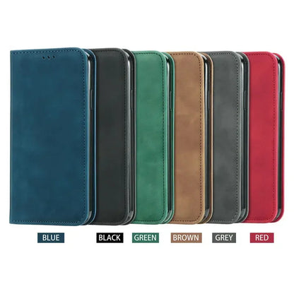 Luxury PU Leather Wallet Case – Magnetic, Shockproof &amp; 360° Full Protection