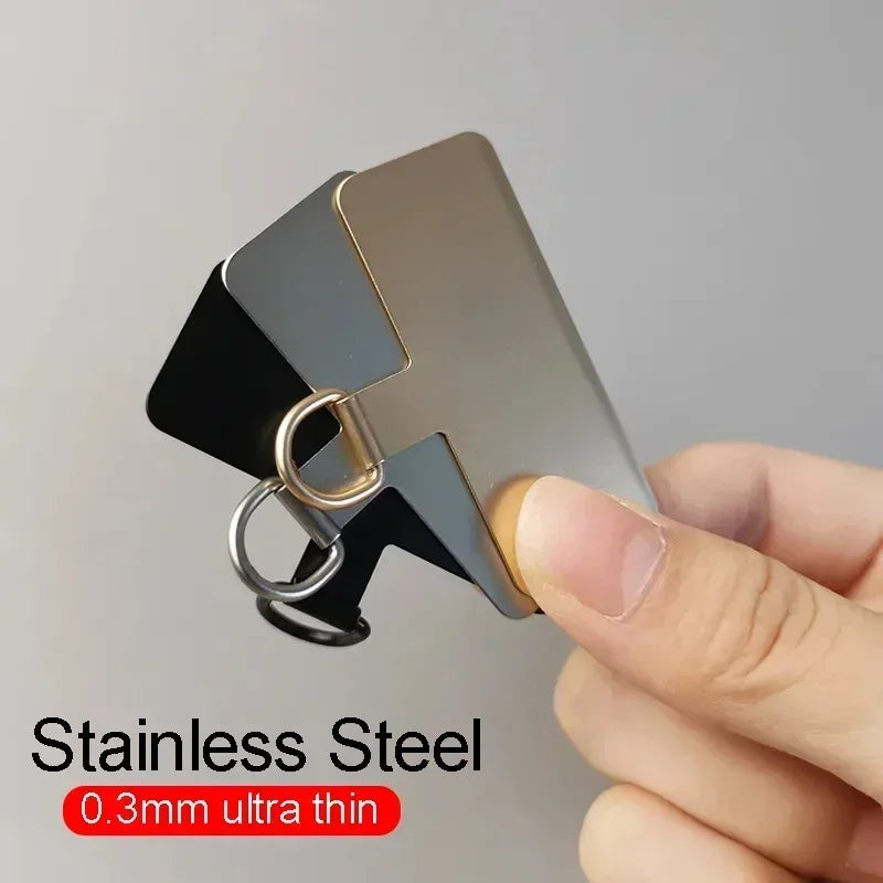 Durable Stainless Steel Phone Tether Clip – Anti-Loss Lanyard Tab Card, Ultra-Thin Sling Piece (1/2/3Pcs)