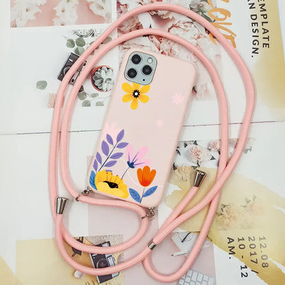 Cute Candy Color Crossbody Phone Case with Adjustable Lanyard – Soft TPU Protection for Samsung Galaxy Series