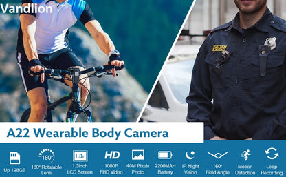 Vandlion A22 Mini Camera 1080P – Infrared Night Vision, 180° Rotating Lens, 10H Battery Life
