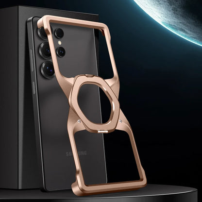 Magnetic Shockproof Metal Phone Case with Holder &amp; Wireless Charging Support