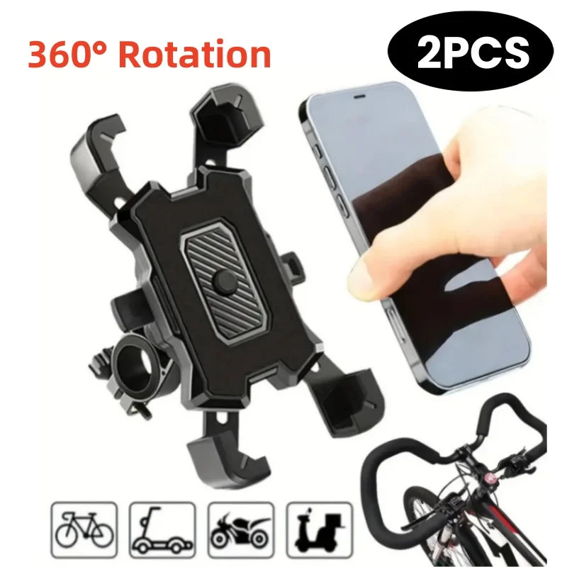 2PCS 360° Rotatable &amp; Adjustable Bike/Motorcycle Phone Mount - Shockproof, Anti-Slip Holder For phone, - Durable Abs Material