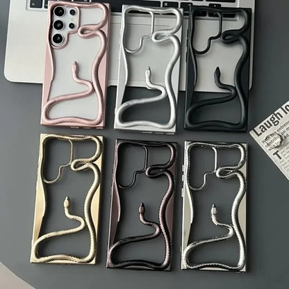 Luxury 3D Snake Pattern Case – Shockproof &amp; Heat Dissipating Cover for Samsung Galaxy S25/S24/S23 FE/S22 Ultra