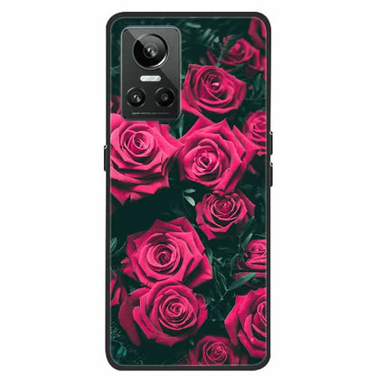 Cartoon &amp; Floral Soft Silicone Case for Realme GT Neo 3 – Shockproof Black Cover