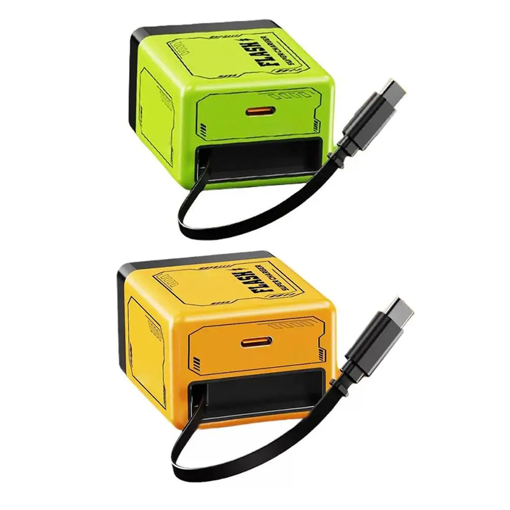 GaN Dual-Port Fast Charger with Retractable Type-C Cable | 30W + 22.5W Super Fast Charging | Compact &amp; Foldable Travel Adapter