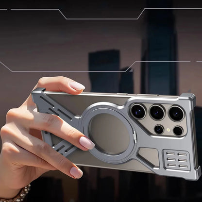 Magnetic Full Coverage Phone Case with Built-In Fill Light &amp; Dual-Layer Protection