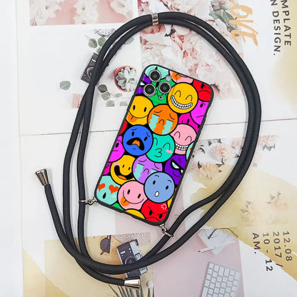 Cute Candy Color Crossbody Phone Case with Adjustable Lanyard – Soft TPU Protection for Samsung Galaxy Series