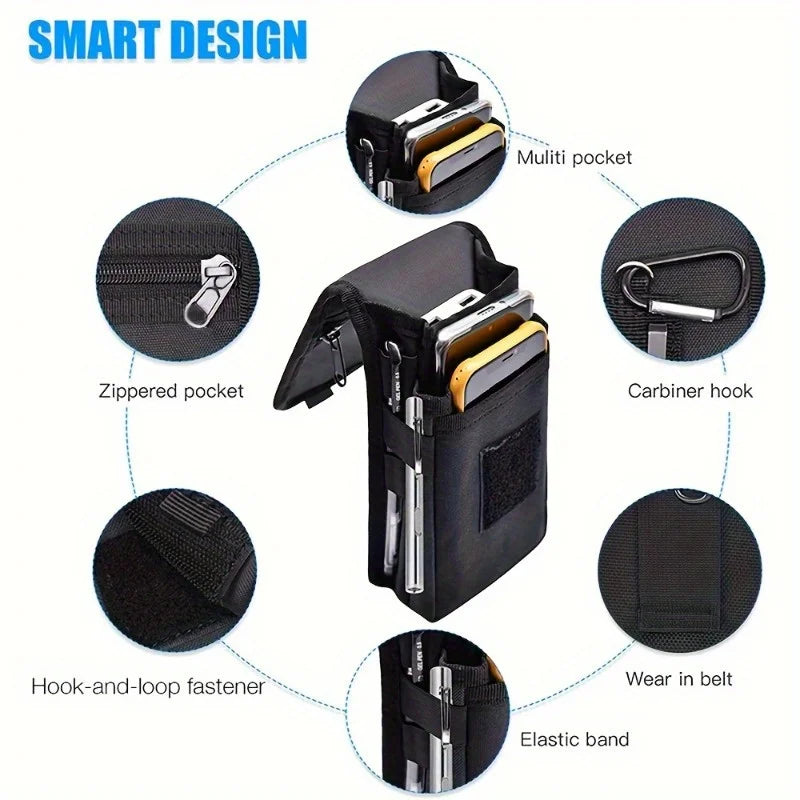 6.3 Inch Multi-Functional Mobile Phone Bag Oxford Fabric Pocket Cell Phone Belt Pouch Case Men&
