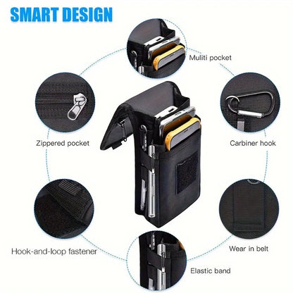 6.3 Inch Multi-Functional Mobile Phone Bag Oxford Fabric Pocket Cell Phone Belt Pouch Case Men&