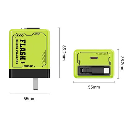 GaN Dual-Port Fast Charger with Retractable Type-C Cable | 30W + 22.5W Super Fast Charging | Compact &amp; Foldable Travel Adapter