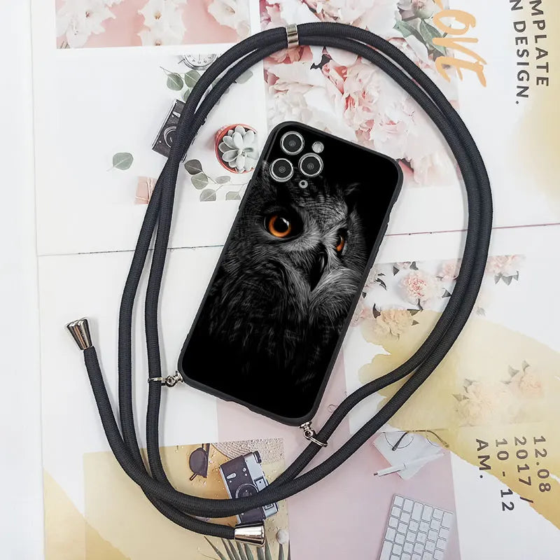 Cute Candy Color Crossbody Phone Case with Adjustable Lanyard – Soft TPU Protection for Samsung Galaxy Series