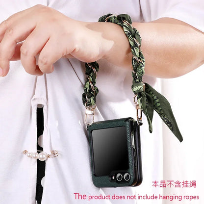 Magsafe Wireless Charge Case for Samsung Galaxy Z Flip 7 Flip6 Flip5 Flip4  Magnetic Litchi Leather Cover