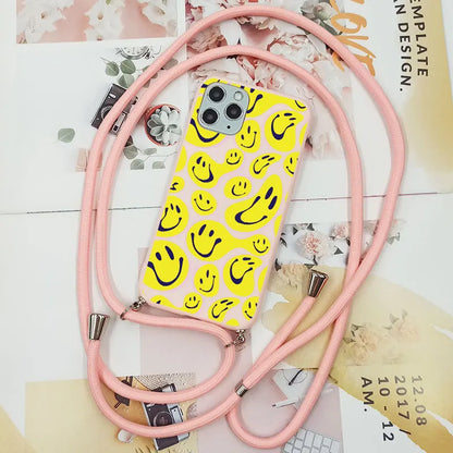 Cute Candy Color Crossbody Phone Case with Adjustable Lanyard – Soft TPU Protection for Samsung Galaxy Series
