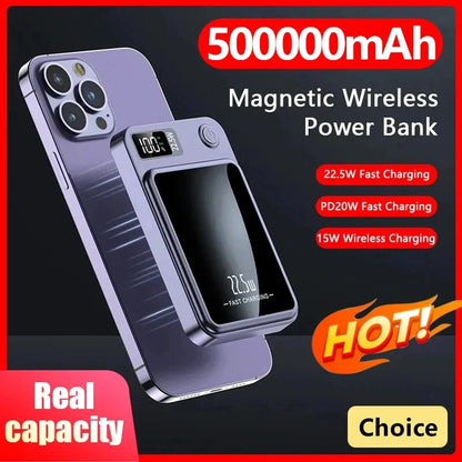 Magnetic Wireless Power Bank – 22.5W PD Fast Charging + 15W Qi Wireless Charger for iPhone, Xiaomi, Huawei &amp; More