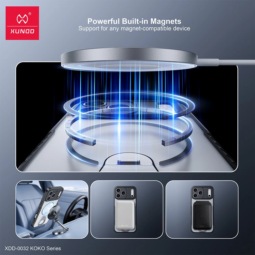 XUNDD Magnetic Shockproof Kickstand Case – Strong Grip &amp; Full Camera Protection