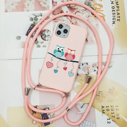 Cute Candy Color Crossbody Phone Case with Adjustable Lanyard – Soft TPU Protection for Samsung Galaxy Series
