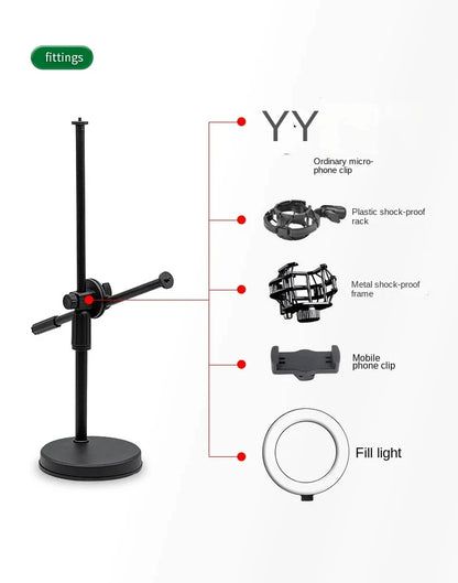Lamgool Adjustable Desk Phone Holder with 360° Rotation – Low-Angle Shooting Mount with Metal Base for Live Streaming, Photography &amp; Teaching