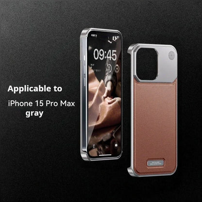 Magnetic Leather &amp; Metal Case for iPhone 13/14/15 Pro Max – Shockproof, Water-Resistant &amp; MagSafe Compatible