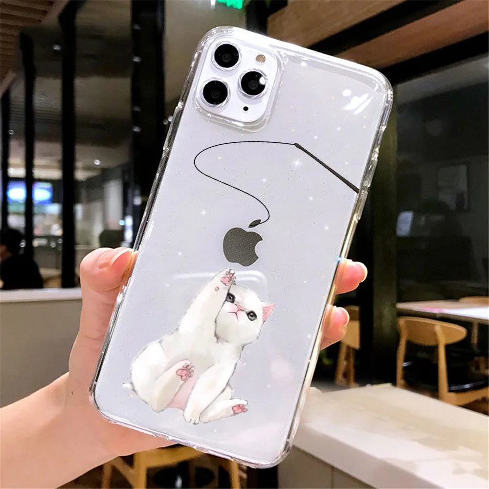 Cute Cartoon Koala &amp; Kitten Soft Phone Case for iPhone – Full Coverage, Anti-Scratch, Washable