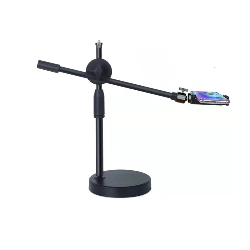 Lamgool Adjustable Desk Phone Holder with 360° Rotation – Low-Angle Shooting Mount with Metal Base for Live Streaming, Photography &amp; Teaching