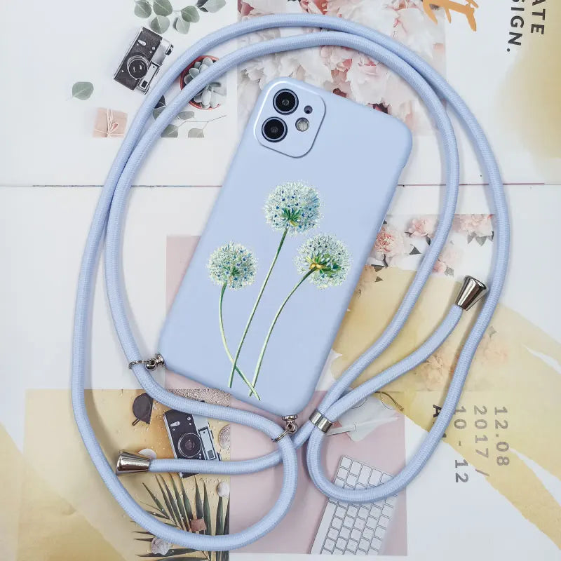 Cute Candy Color Crossbody Phone Case with Adjustable Lanyard – Soft TPU Protection for Samsung Galaxy Series