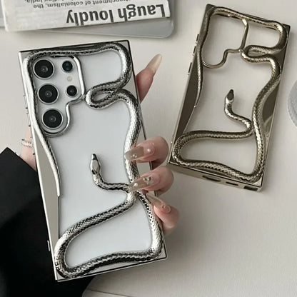 Luxury 3D Snake Pattern Case – Shockproof &amp; Heat Dissipating Cover for Samsung Galaxy S25/S24/S23 FE/S22 Ultra