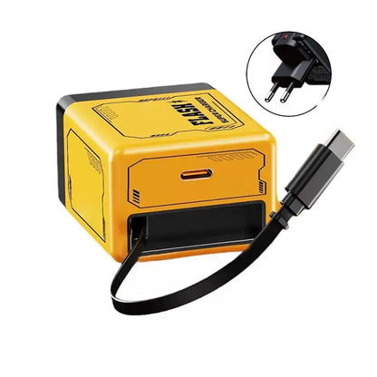 GaN Dual-Port Fast Charger with Retractable Type-C Cable | 30W + 22.5W Super Fast Charging | Compact &amp; Foldable Travel Adapter