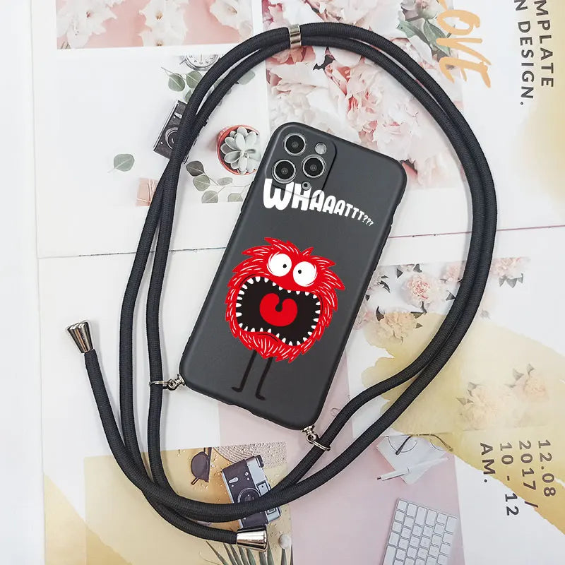Cute Candy Color Crossbody Phone Case with Adjustable Lanyard – Soft TPU Protection for Samsung Galaxy Series