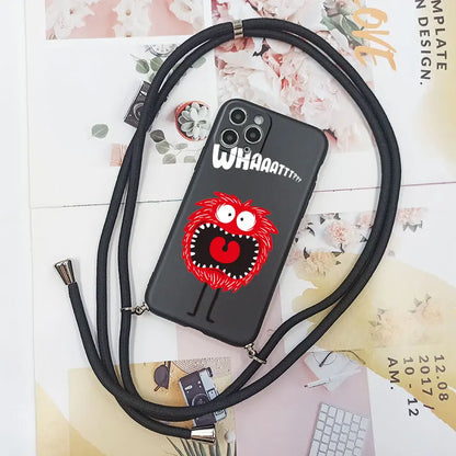 Cute Candy Color Crossbody Phone Case with Adjustable Lanyard – Soft TPU Protection for Samsung Galaxy Series