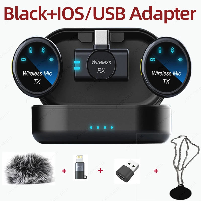 ZMYNOJLH K15 Magnetic Wireless Lavalier Microphone | Noise-Canceling Necklace Mic for Smartphone Recording