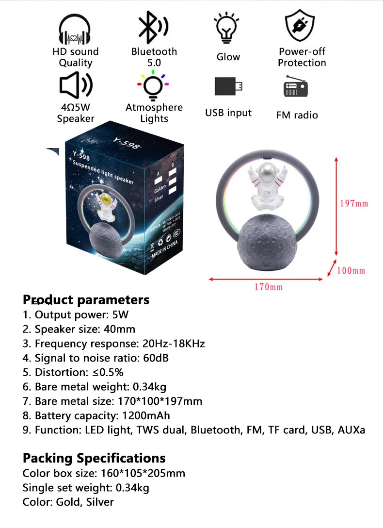 UTHIA Portable Bluetooth 5.0 Speaker | 3D Surround Sound with LED Lights &amp; TWS Pairing