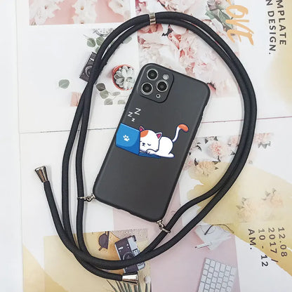 Cute Candy Color Crossbody Phone Case with Adjustable Lanyard – Soft TPU Protection for Samsung Galaxy Series