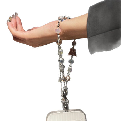 High-End Crystal Butterfly Tassel Beaded Mobile Phone Chain Fashionable Lanyard Pendant Wrist Portable Accessory