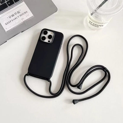 Liquid Silicone Crossbody Phone Case with Adjustable Lanyard Strap – Hands-Free Protection for iPhone