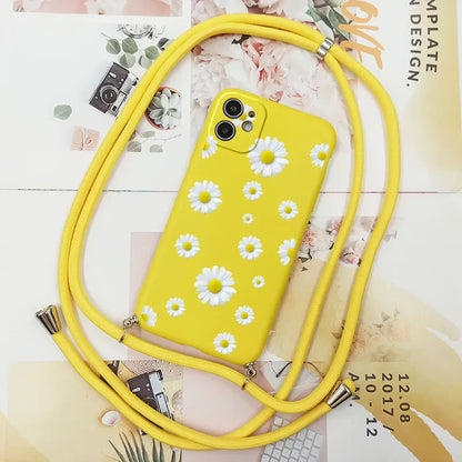 Cute Candy Color Crossbody Phone Case with Adjustable Lanyard – Soft TPU Protection for Samsung Galaxy Series