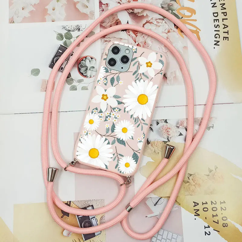 Cute Candy Color Crossbody Phone Case with Adjustable Lanyard – Soft TPU Protection for Samsung Galaxy Series