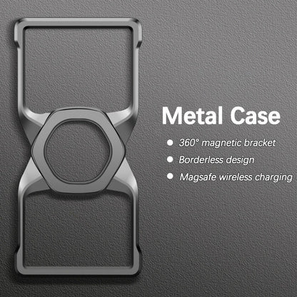 Magnetic Shockproof Metal Phone Case with Holder &amp; Wireless Charging Support