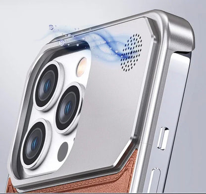 Magnetic Leather &amp; Metal Case for iPhone 13/14/15 Pro Max – Shockproof, Water-Resistant &amp; MagSafe Compatible