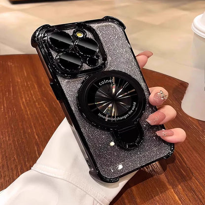 Keep Luck Luxury Glitter Geometric Shockproof Waterproof Phone Case with Ring &amp; Lanyard