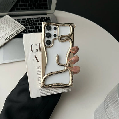 Luxury 3D Snake Pattern Case – Shockproof &amp; Heat Dissipating Cover for Samsung Galaxy S25/S24/S23 FE/S22 Ultra
