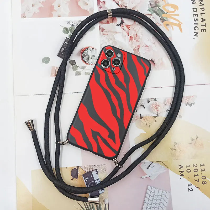 Cute Candy Color Crossbody Phone Case with Adjustable Lanyard – Soft TPU Protection for Samsung Galaxy Series