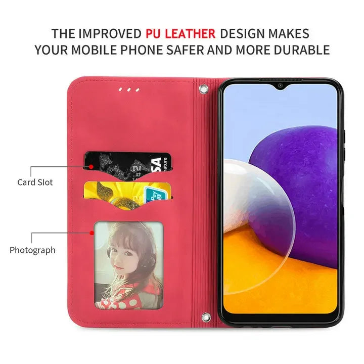 Luxury PU Leather Wallet Case – Magnetic, Shockproof &amp; 360° Full Protection