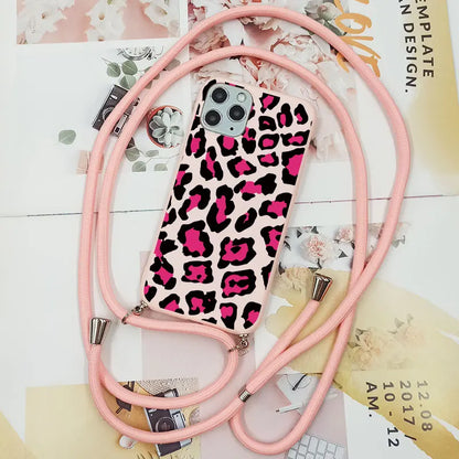 Cute Candy Color Crossbody Phone Case with Adjustable Lanyard – Soft TPU Protection for Samsung Galaxy Series