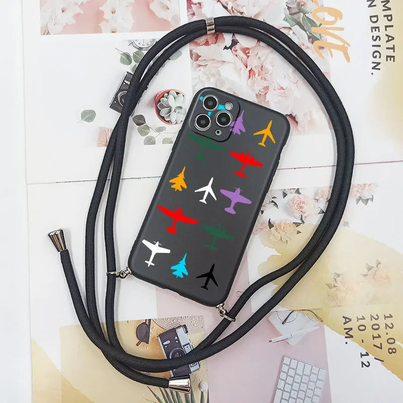 Cute Candy Color Crossbody Phone Case with Adjustable Lanyard – Soft TPU Protection for Samsung Galaxy Series