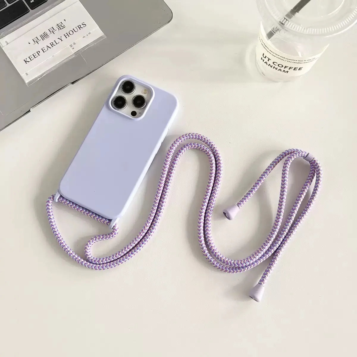 Liquid Silicone Crossbody Phone Case with Adjustable Lanyard Strap – Hands-Free Protection for iPhone