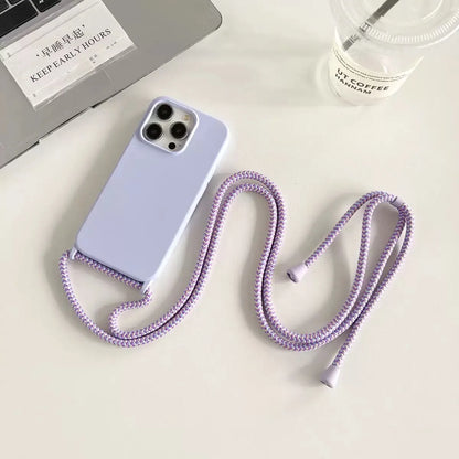 Liquid Silicone Crossbody Phone Case with Adjustable Lanyard Strap – Hands-Free Protection for iPhone