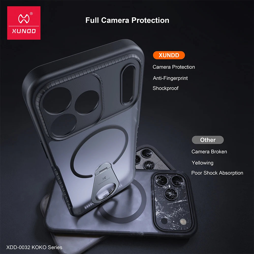 XUNDD Magnetic Shockproof Kickstand Case – Strong Grip &amp; Full Camera Protection