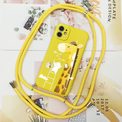 Cute Candy Color Crossbody Phone Case with Adjustable Lanyard – Soft TPU Protection for Samsung Galaxy Series
