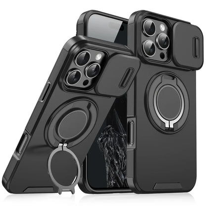 Luxury Magnetic Armor iPhone Case with Kickstand, Wristband &amp; Camera Protection – Shockproof &amp; MagSafe Compatible